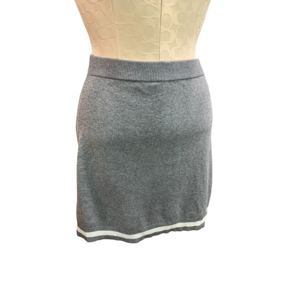 Small Sincerely Jules Sweater Knit Skirt New Gray Pull On Ivory Trim